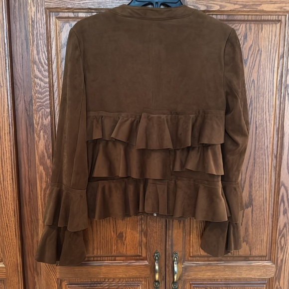 INC Ruffled,suede-like jacket/blazer. Can be casual or dressy. Perfect condition - Picture 2 of 3